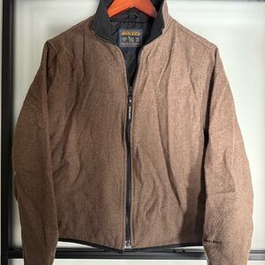 Woolrich Brown Zip-Up Jacket 100% wool